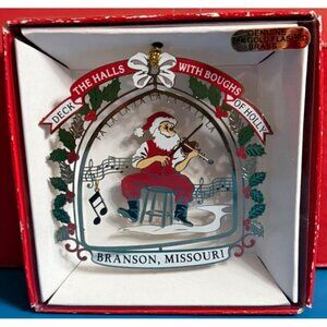 Deck The Halls Genuine 24K Gold-Flashed Brass Santa Branson, Missouri Ornament